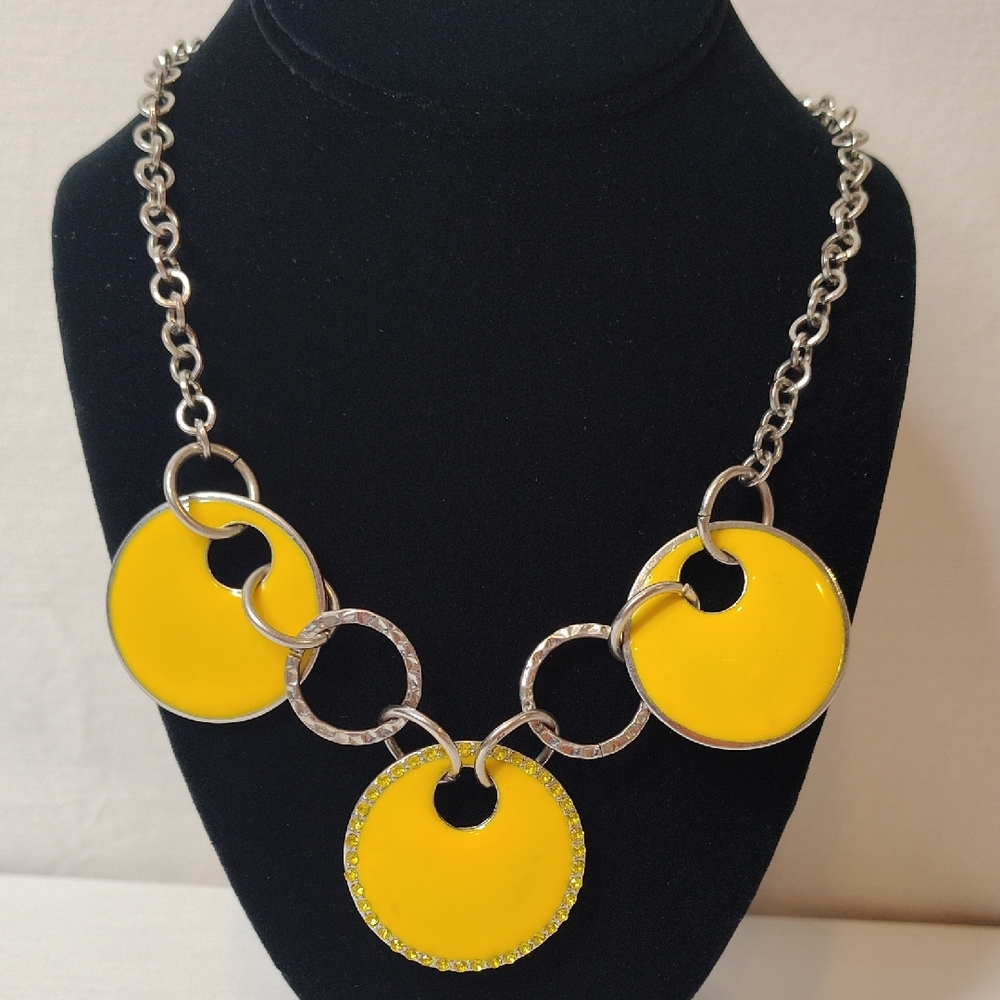 Yellow and Silver Statement Necklace